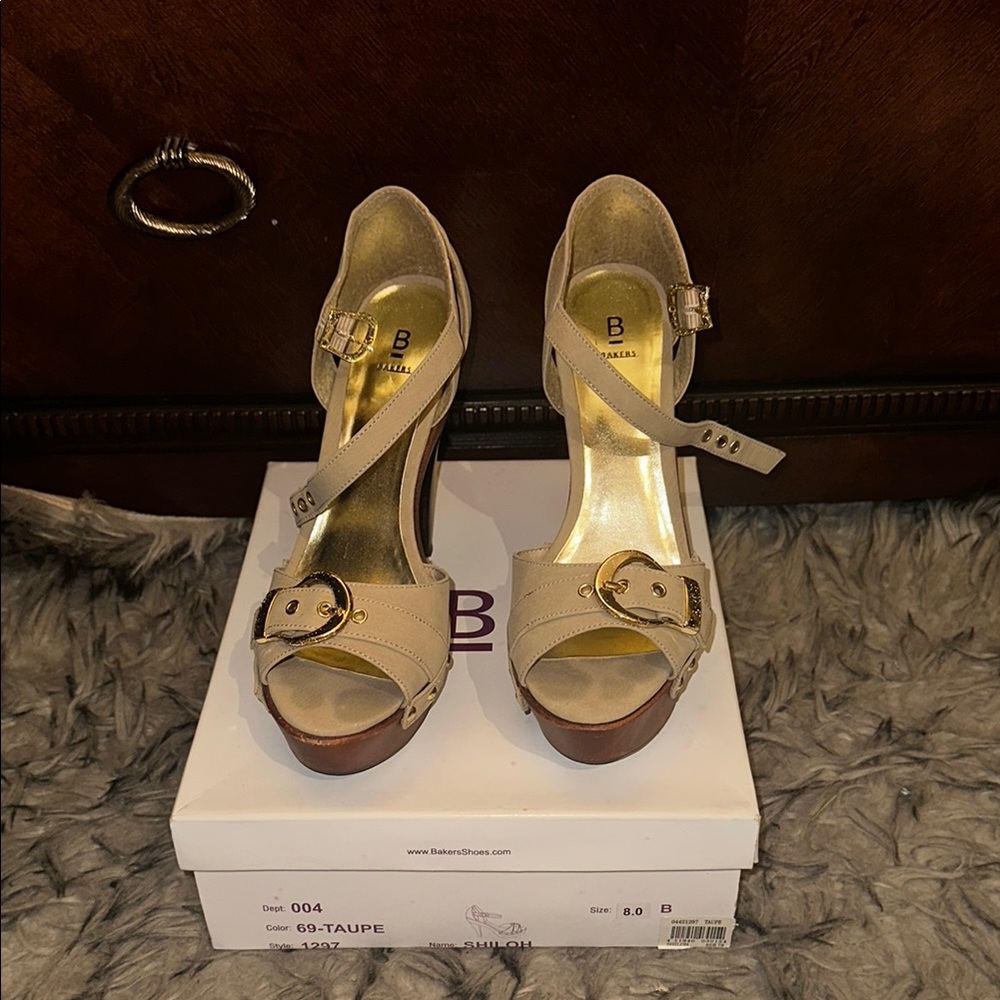 Bakers Tan and Brown High Heeled Sandals